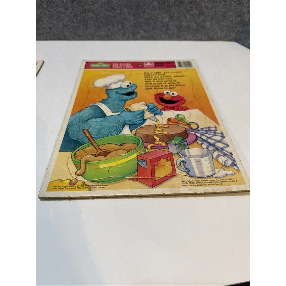 Vintage 1993 Sesame Street Puzzles Lot Of 2 Cookie Monster & Big Bird